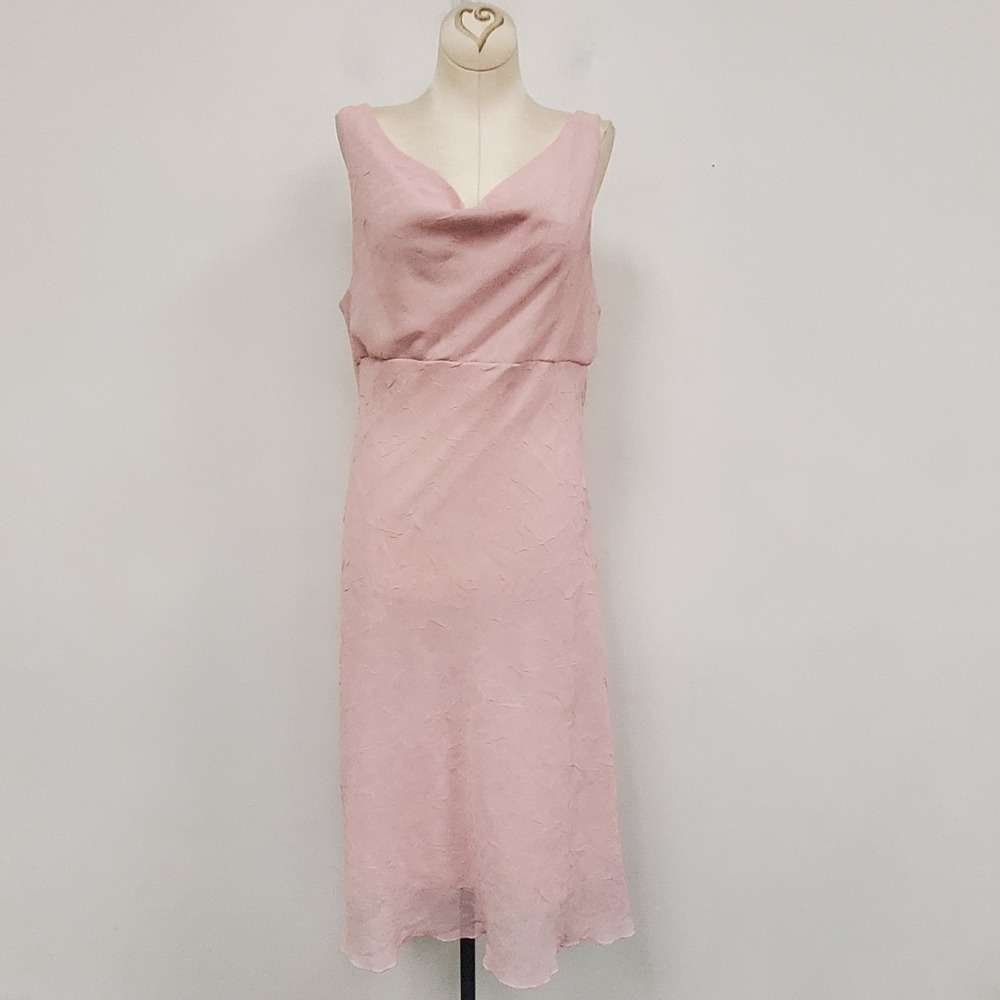Vintage B Smart Womens Fairy Cowl Neck Lettuce‎ Hem Dress Size 13/14 Pink Flowy